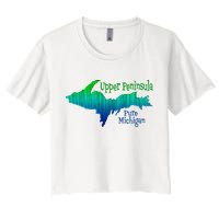 Up Upper Peninsula Michigan Ombre Yoopers 906 Women's Crop Top Tee