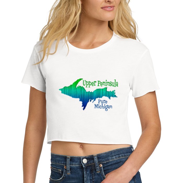 Up Upper Peninsula Michigan Ombre Yoopers 906 Women's Crop Top Tee