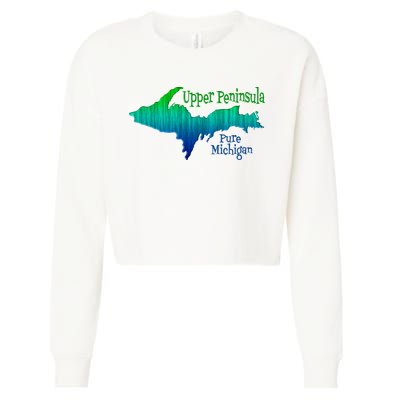 Up Upper Peninsula Michigan Ombre Yoopers 906 Cropped Pullover Crew