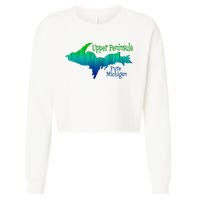 Up Upper Peninsula Michigan Ombre Yoopers 906 Cropped Pullover Crew