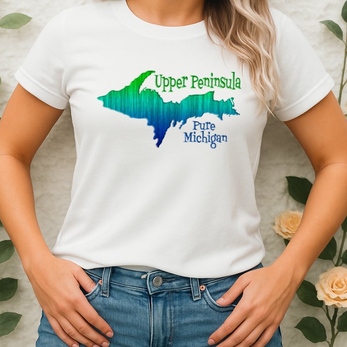 Up Upper Peninsula Michigan Ombre Yoopers 906 Womens T-Shirt