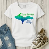 Up Upper Peninsula Michigan Ombre Yoopers 906 Womens T-Shirt
