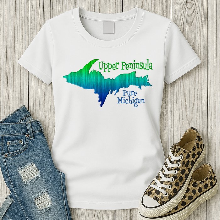Up Upper Peninsula Michigan Ombre Yoopers 906 Womens T-Shirt