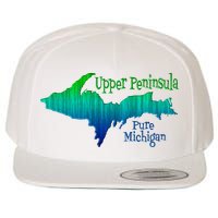 Up Upper Peninsula Michigan Ombre Yoopers 906 Wool Snapback Cap