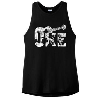 Uke Ukulele Player Ukulelist Music Guitarist Ladies PosiCharge Tri-Blend Wicking Tank