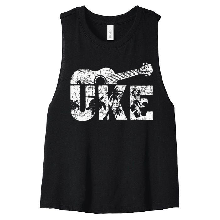 Uke Ukulele Player Ukulelist Music Guitarist Women's Racerback Cropped Tank