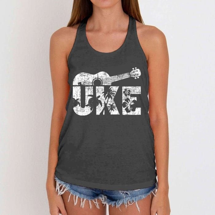 Uke Ukulele Player Ukulelist Music Guitarist Women's Knotted Racerback Tank