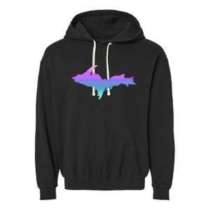 Up Upper Peninsula Michigan Ombre Yoopers 906 Garment-Dyed Fleece Hoodie