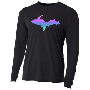 Up Upper Peninsula Michigan Ombre Yoopers 906 Cooling Performance Long Sleeve Crew