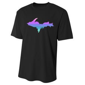 Up Upper Peninsula Michigan Ombre Yoopers 906 Performance Sprint T-Shirt