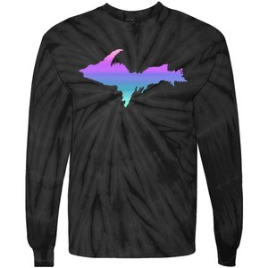 Up Upper Peninsula Michigan Ombre Yoopers 906 Tie-Dye Long Sleeve Shirt