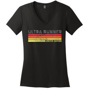 Ultramarathon Ultra Running Retro Marathon Ultra Runner Women's V-Neck T-Shirt