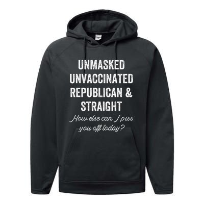 Unmask Unvaccinated Republican & Straight Anti Vax Freedom Performance Fleece Hoodie