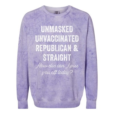 Unmask Unvaccinated Republican & Straight Anti Vax Freedom Colorblast Crewneck Sweatshirt