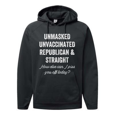 Unmask Unvaccinated Republican & Straight Anti Vax Freedom Performance Fleece Hoodie