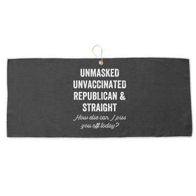 Unmask Unvaccinated Republican & Straight Anti Vax Freedom Large Microfiber Waffle Golf Towel