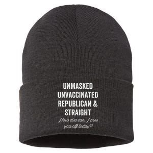 Unmask Unvaccinated Republican & Straight Anti Vax Freedom Sustainable Knit Beanie