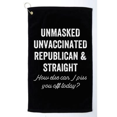 Unmask Unvaccinated Republican & Straight Anti Vax Freedom Platinum Collection Golf Towel