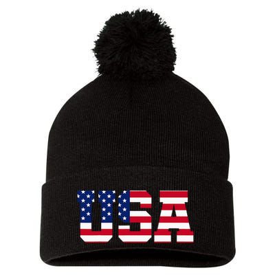 Usa Pom Pom 12in Knit Beanie