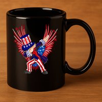 Usa Uncle Sam Dabbing 4 July Independence Day Gift 11oz C Handle Ceramic Mug