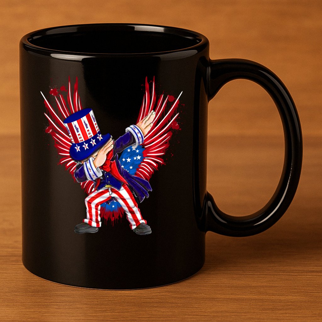 Usa Uncle Sam Dabbing 4 July Independence Day Gift 11oz C Handle Ceramic Mug