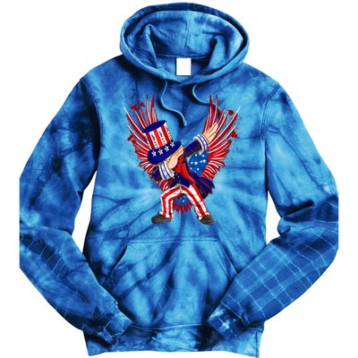 Usa Uncle Sam Dabbing 4 July Independence Day Gift Tie Dye Hoodie