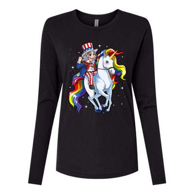 Unicorn Uncle Sam 4th Of July Merica Womens Cotton Relaxed Long Sleeve T-Shirt