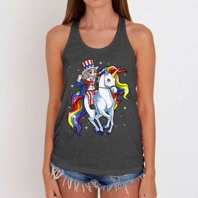 Unicorn Uncle Sam 4th Of July Merica Women's Knotted Racerback Tank