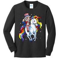 Unicorn Uncle Sam 4th Of July Merica Kids Long Sleeve Shirt