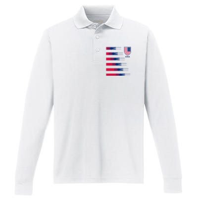 USA Soccer American Team Jersey Performance Long Sleeve Polo