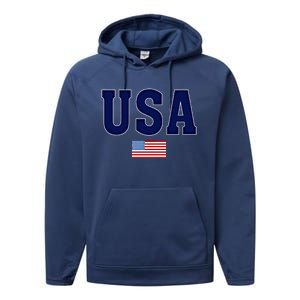 Usa United States Flag Gift Performance Fleece Hoodie