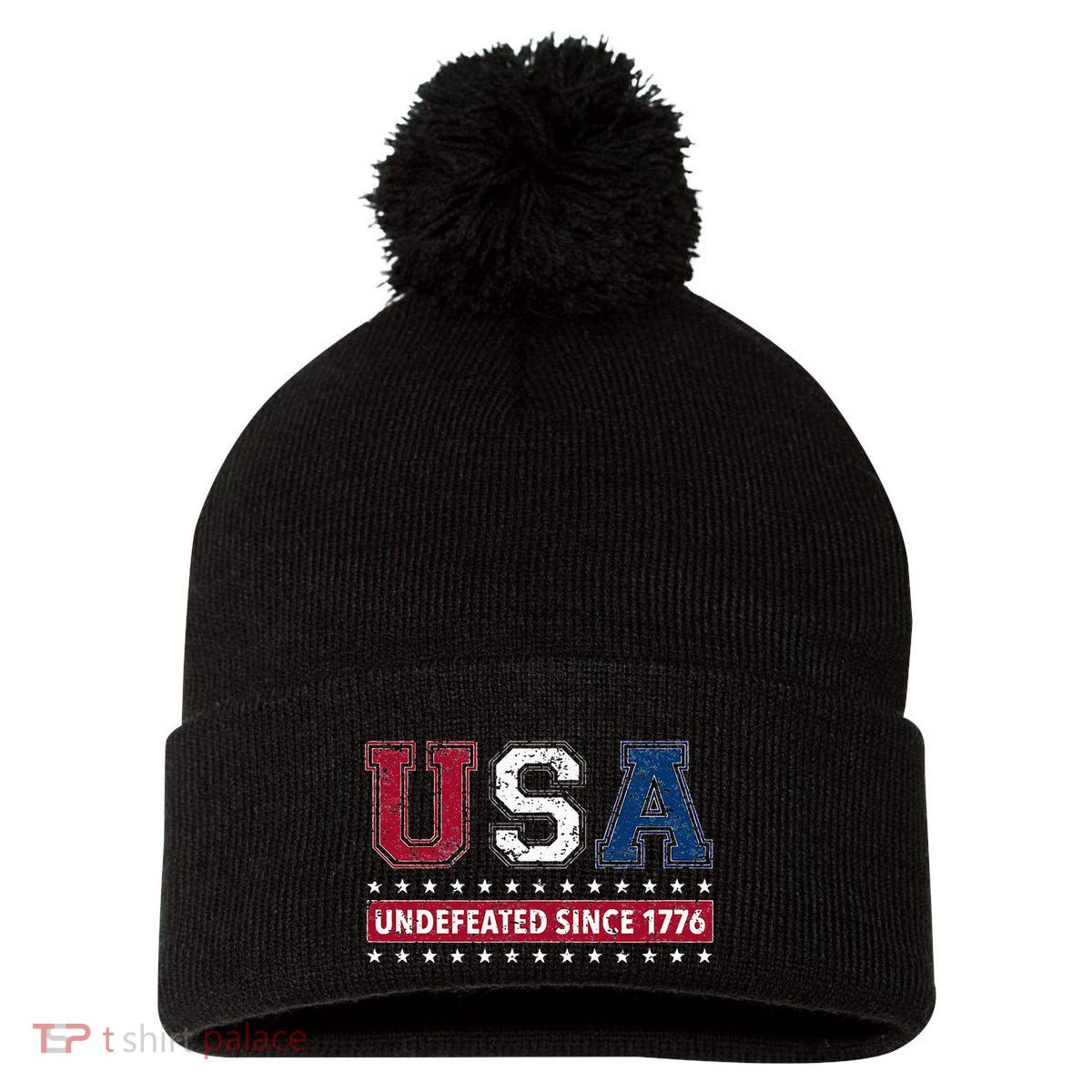 Usa Undefeated Since 1776 Pom Pom 12in Knit Beanie
