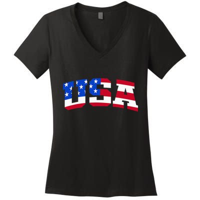 Usa Women's V-Neck T-Shirt
