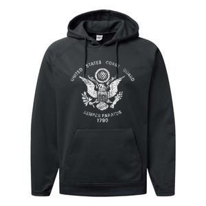 Us United States Coast Guard Uscg Eagle Flag Performance Fleece Hoodie