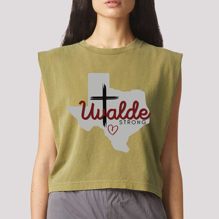 Uvalde Uvalde Strong Pray For Uvalde Garment-Dyed Women's Muscle Tee