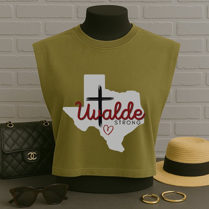 Uvalde Uvalde Strong Pray For Uvalde Garment-Dyed Women's Muscle Tee