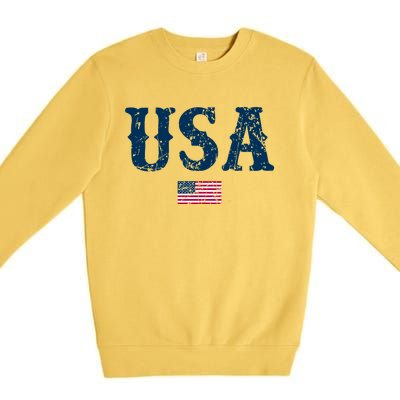 Usa United States Of America American Flag July 4th Premium Crewneck Sweatshirt