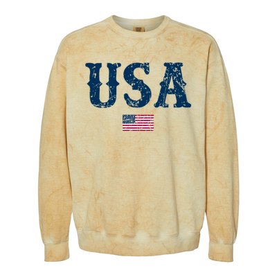 Usa United States Of America American Flag July 4th Colorblast Crewneck Sweatshirt