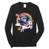 Unicorn Uncle Sam 4th of July Mericorn  USA Flag Long Sleeve Shirt