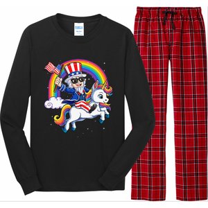 Unicorn Uncle Sam 4th of July Mericorn  USA Flag Long Sleeve Pajama Set