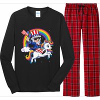 Unicorn Uncle Sam 4th of July Mericorn  USA Flag Long Sleeve Pajama Set