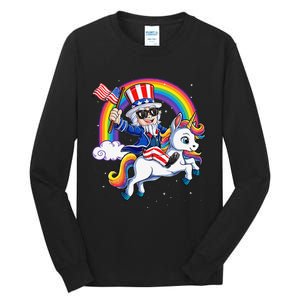 Unicorn Uncle Sam 4th of July Mericorn  USA Flag Tall Long Sleeve T-Shirt