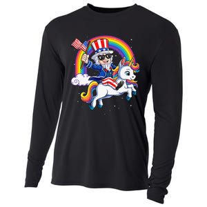 Unicorn Uncle Sam 4th of July Mericorn  USA Flag Cooling Performance Long Sleeve Crew