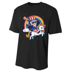 Unicorn Uncle Sam 4th of July Mericorn  USA Flag Performance Sprint T-Shirt