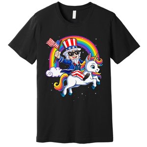 Unicorn Uncle Sam 4th of July Mericorn  USA Flag Premium T-Shirt