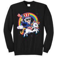 Unicorn Uncle Sam 4th of July Mericorn  USA Flag Tall Sweatshirt