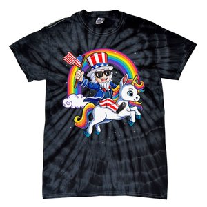 Unicorn Uncle Sam 4th of July Mericorn  USA Flag Tie-Dye T-Shirt