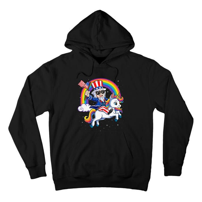 Unicorn Uncle Sam 4th of July Mericorn  USA Flag Tall Hoodie