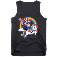 Unicorn Uncle Sam 4th of July Mericorn  USA Flag Tank Top