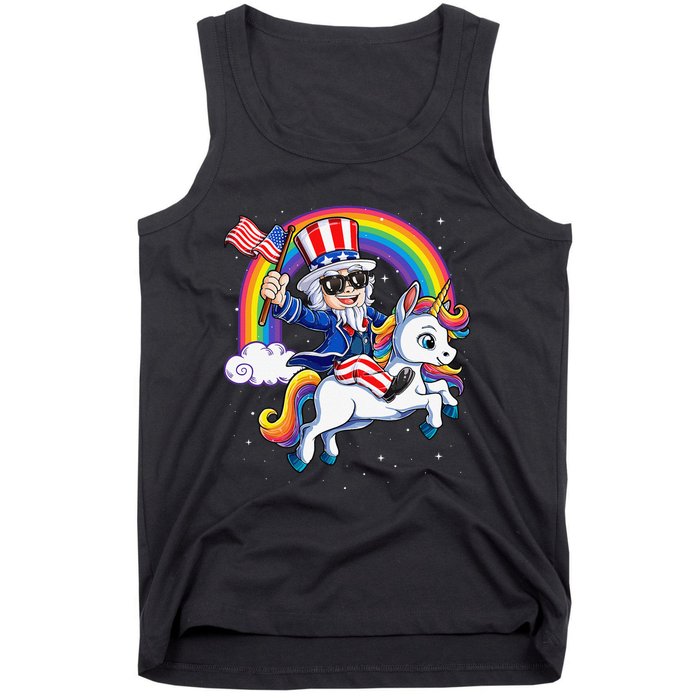 Unicorn Uncle Sam 4th of July Mericorn  USA Flag Tank Top